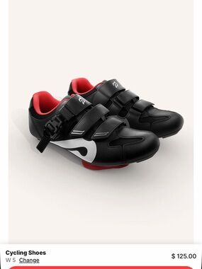 Peloton Black and Red Cycling Shoes with Velcro Straps